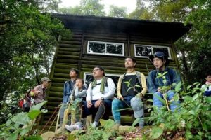 Boroishiyama Trek Miyazaki Japan guided hike group enjoying a well earned break